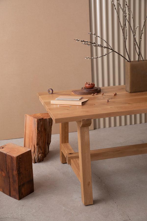 wood trestle dining table